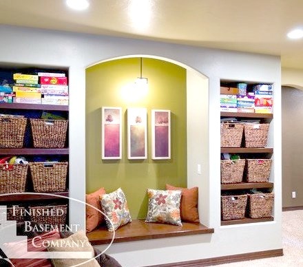Basement Shelves And Bench Seat